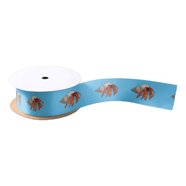 Hermit crab cartoon illustration satin ribbon (Spool)