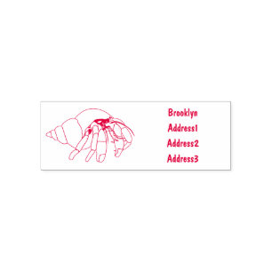 Hermit crab cartoon illustration self-inking stamp