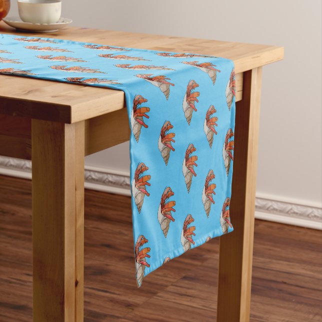 Hermit crab cartoon illustration short table runner (In Situ)