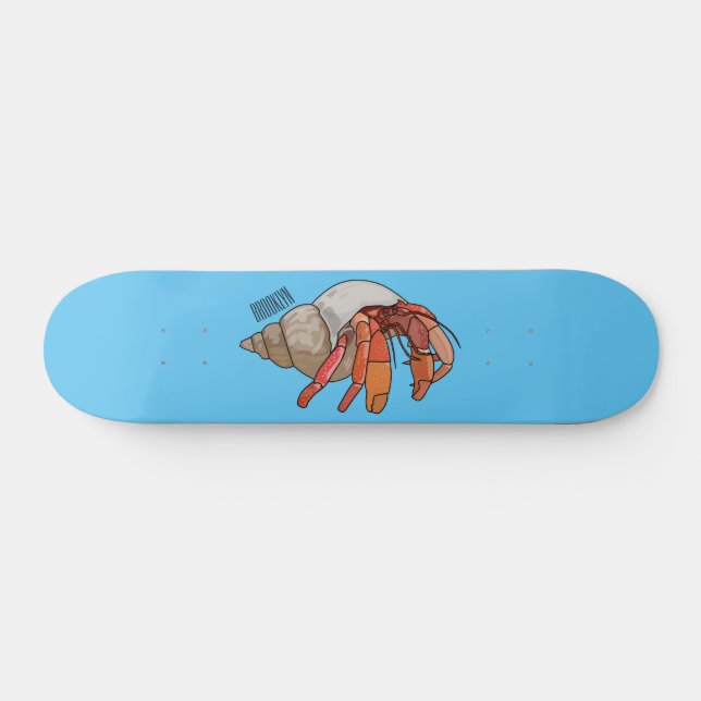 Hermit crab cartoon illustration skateboard (Horz)