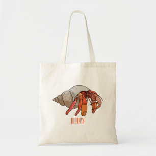 Hermit crab cartoon illustration tote bag
