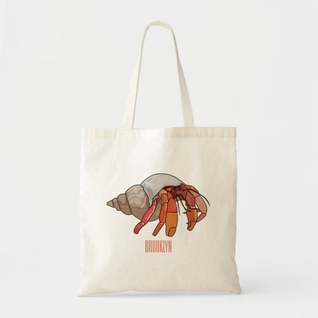 Hermit crab cartoon illustration tote bag (Front)