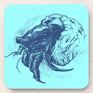 Hermit Crab in Dark Blue Coaster