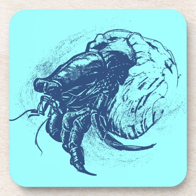Hermit Crab in Dark Blue Coaster (Front)
