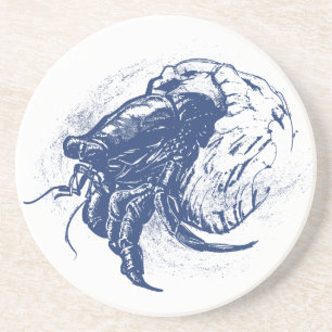 Hermit Crab in Dark Blue Coaster