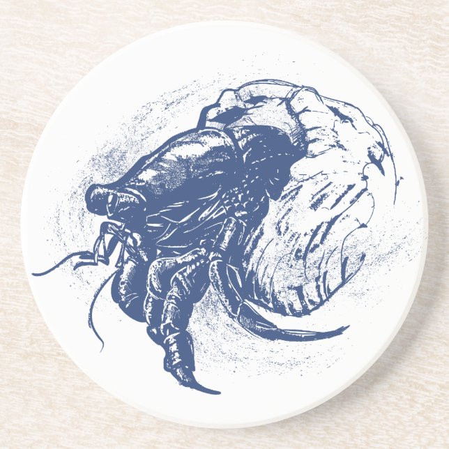 Hermit Crab in Dark Blue Coaster (Front)