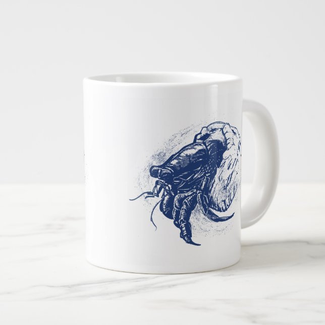 Hermit Crab in Dark Blue Large Coffee Mug (Front Right)