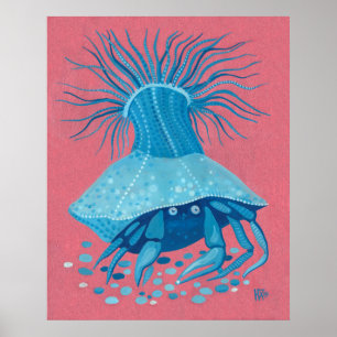 Hermit Crab Sea Ocean Underwater Animals Painting  Poster