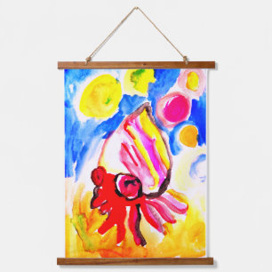 Hermit crab watercolor fun hanging tapestry