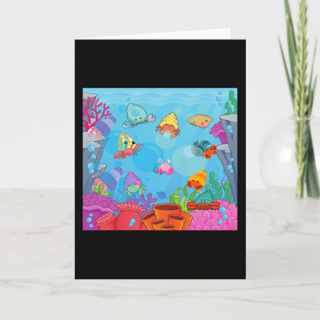 hermit crab withe shell in ocean card (Front)