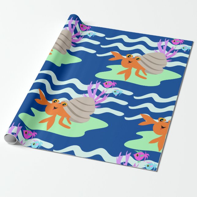 Hermit Crab Wrapping Paper (Unrolled)