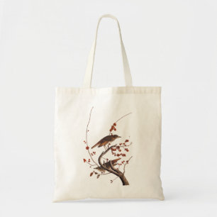 Hermit Thrush Audubon Bird with Red Berries Tote Bag