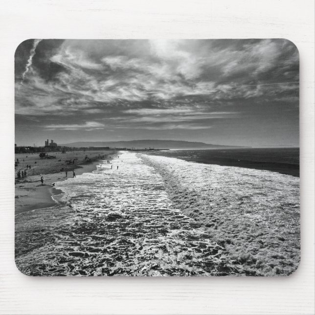 Hermosa Beach, black and white photo Mouse Mat (Front)