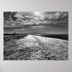 Hermosa Beach, black and white photo Poster