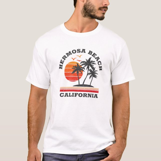 Hermosa Beach California Retro Souvenir Gift T-Shirt (Front)