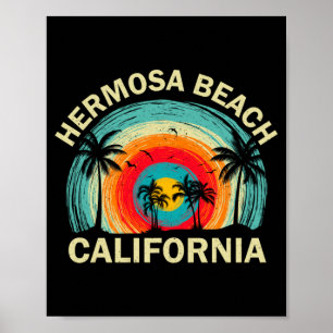 Hermosa Beach California Retro Summer Vacation Poster