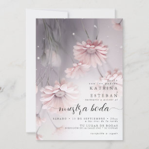 Hermosa invitación de boda floral con margaritas 2 invitation