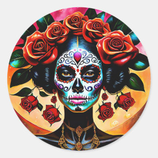 Hermosa Rose Sugar Skull Sticker Day of the Dead 