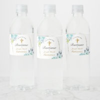 HERMOSO BAUTIZO BEBÉ CRUZADO DE ORO FLORAL AZUL 