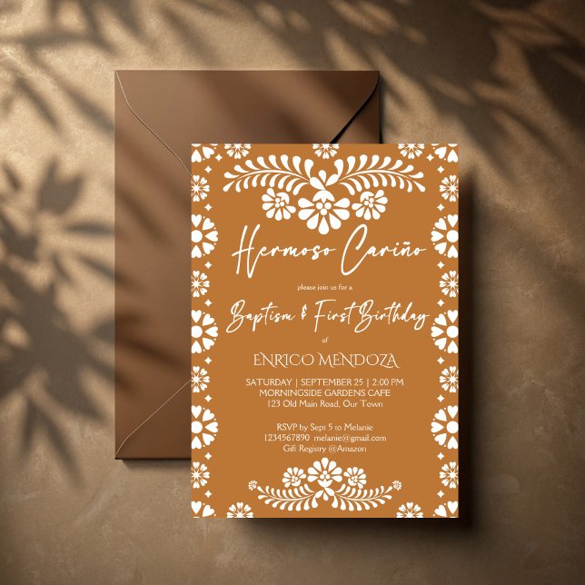 Hermoso carino terracotta Mexican birthday Invitation (Hermoso carino terracotta Mexican fiesta birthday party 
 baptism Invitation cards  template)