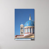Hermoupolis, Syros Island, Greece. Blue dome of
