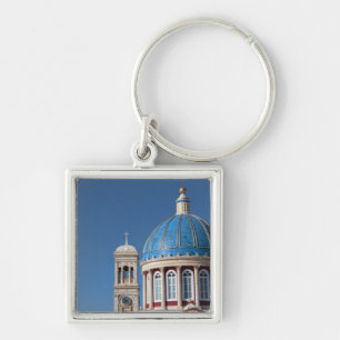 Hermoupolis, Syros Island, Greece. Blue dome of Key Ring