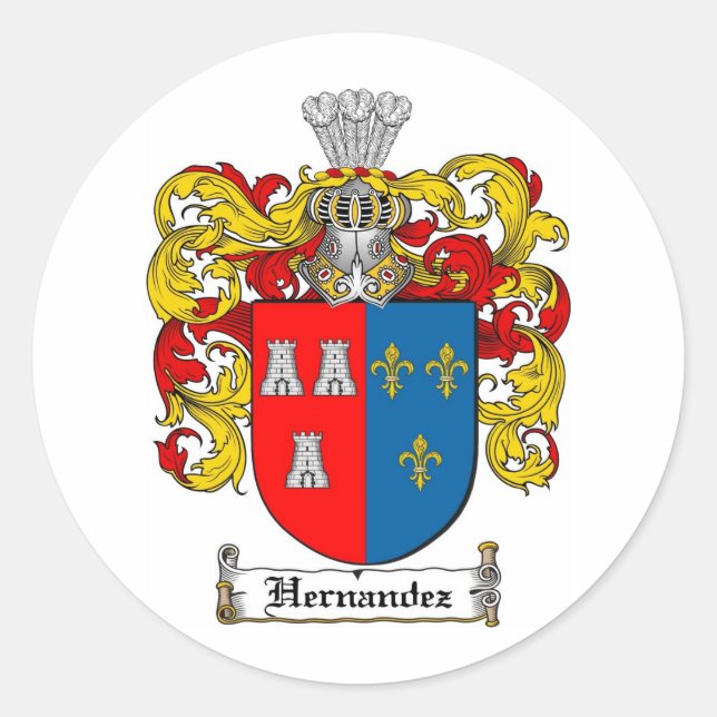 HERNANDEZ FAMILY CREST -  HERNANDEZ COAT OF ARMS CLASSIC ROUND STICKER (Front)