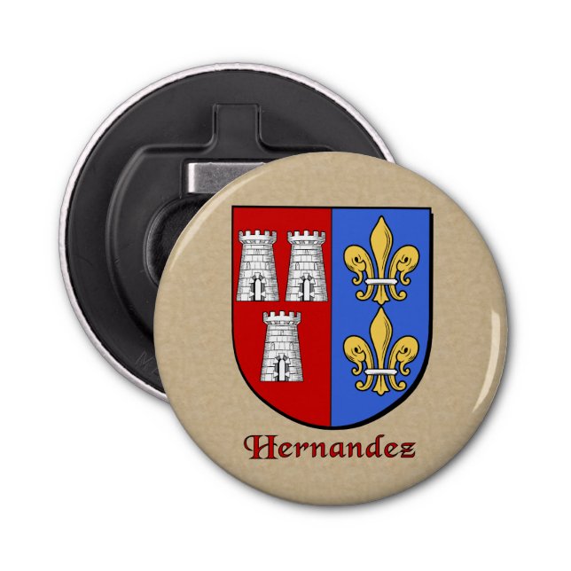 Hernandez Historical Arms Shield Bottle Opener (Front)