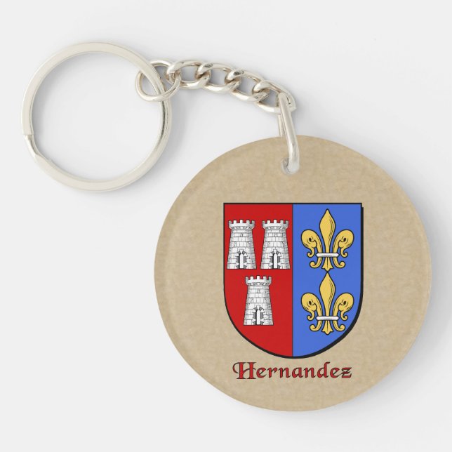 Hernandez Historical Shield with Flag of Mexico Key Ring (Front)