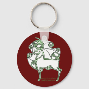 Herne Celtic Deer Keychain, Burgundy Key Ring