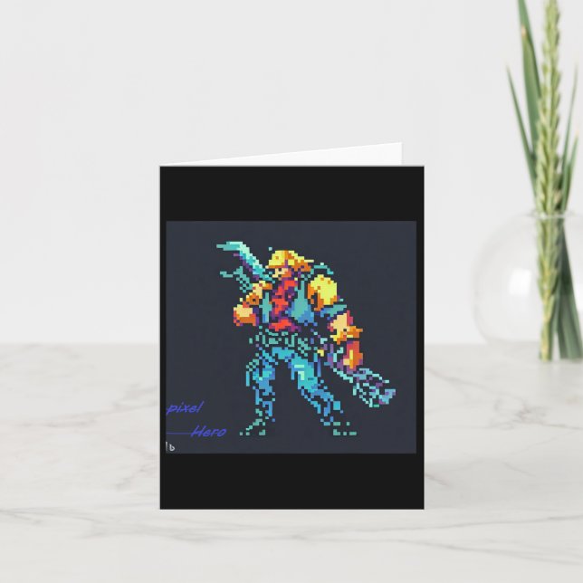 Hero ( 90's Retro Video Game Pixel Style Art)  Card (Front)