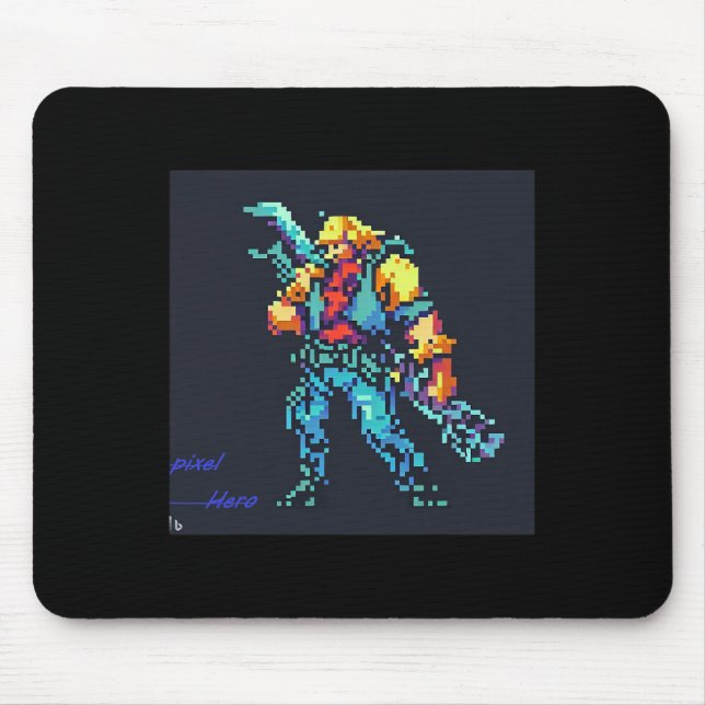 Hero ( 90's Retro Video Game Pixel Style Art)  Mouse Mat (Front)