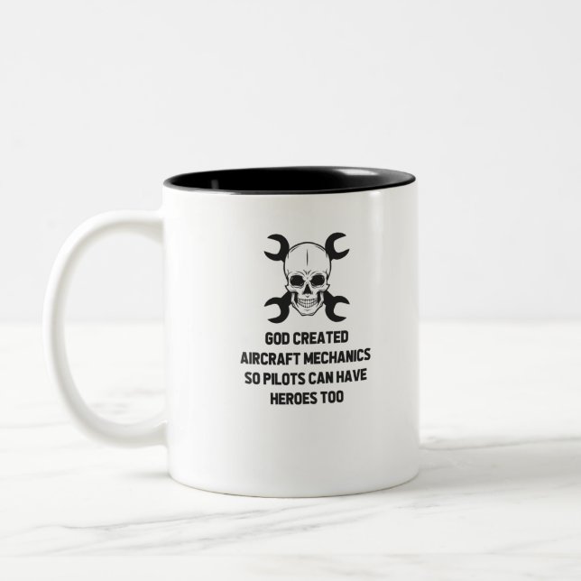 Hero aircraft mechanics Two-Tone coffee mug (Left)