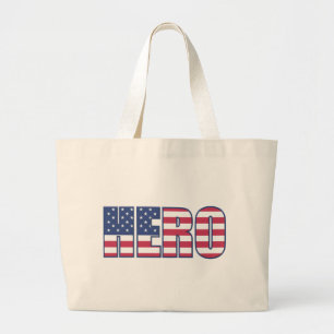 Hero American Flag Stars Stripes Red White Blue Large Tote Bag