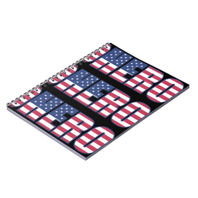 Hero American Flag Stars Stripes Red White Blue Notebook (Left Side)