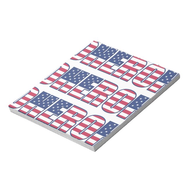 Hero American Flag Stars Stripes Red White Blue Notepad (Rotated)