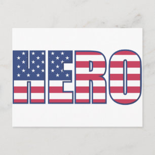 Hero American Flag Stars Stripes Red White Blue Postcard