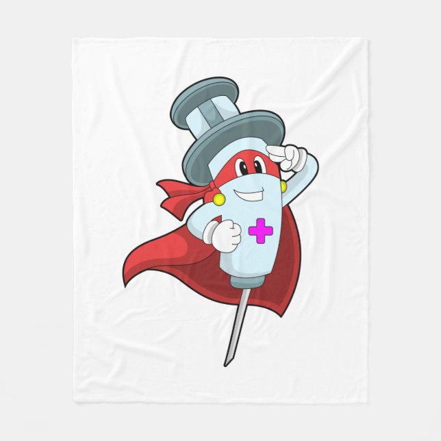 Hero as Nurse with Syringe Fleece Blanket (Front)
