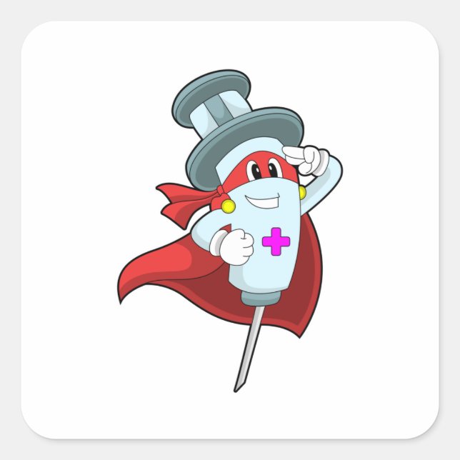 Hero as Nurse with Syringe Square Sticker (Front)