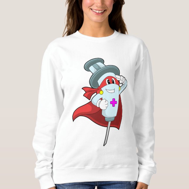 Hero as Nurse with Syringe Sweatshirt (Front)