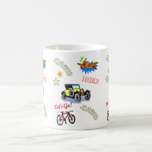 Hero Bicycle Car Aeroplane Mug