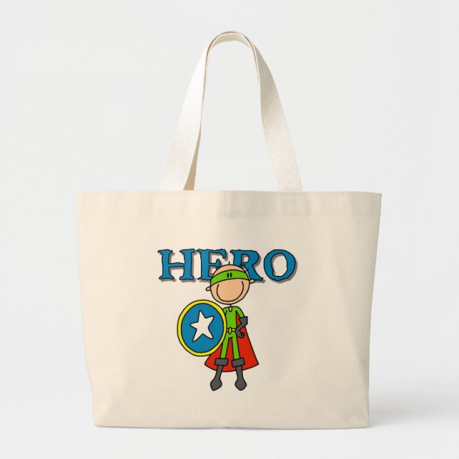 Hero Boy with Shield Large Tote Bag (Front)