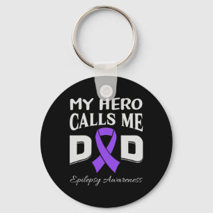 Hero Calls Me Dad Epilepsy Awareness Purple Ribbon Key Ring