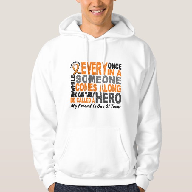 HERO COMES ALONG 1 Friend LEUKEMIA T-Shirts (Front)