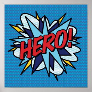 HERO Comic Book Pop Art Modern Fun Retro Poster