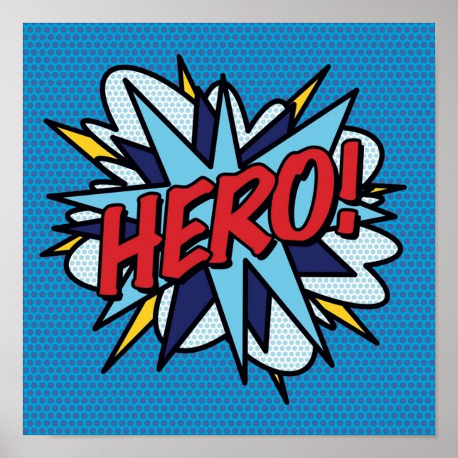 HERO Comic Book Pop Art Modern Fun Retro Poster (Front)