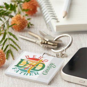 Hero Dad Fath Sunset Tie, Moustache & Sunglasses Key Ring