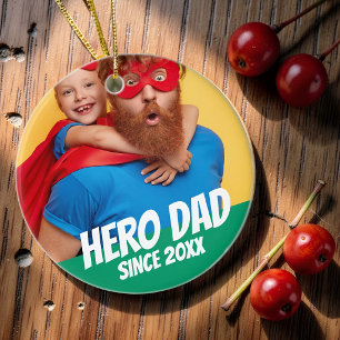 Hero Dad Since 20XX Modern Cool Simple Ceramic Tree Decoration