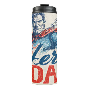 "Hero Dad" Superhero Illustration with Baby Bottle