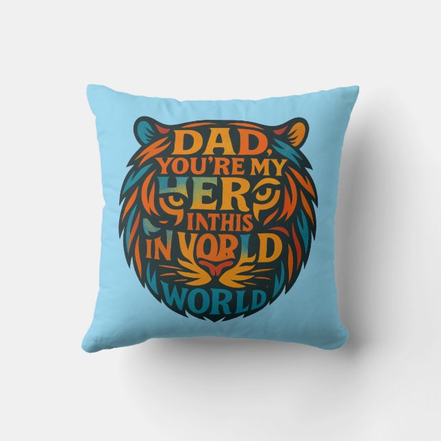 Hero Dad Tiger Typography Pillow (Back)